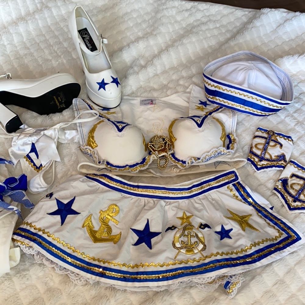 Halloween sailor costume sexy lingerie, dancer heels shoes outfit set lk new